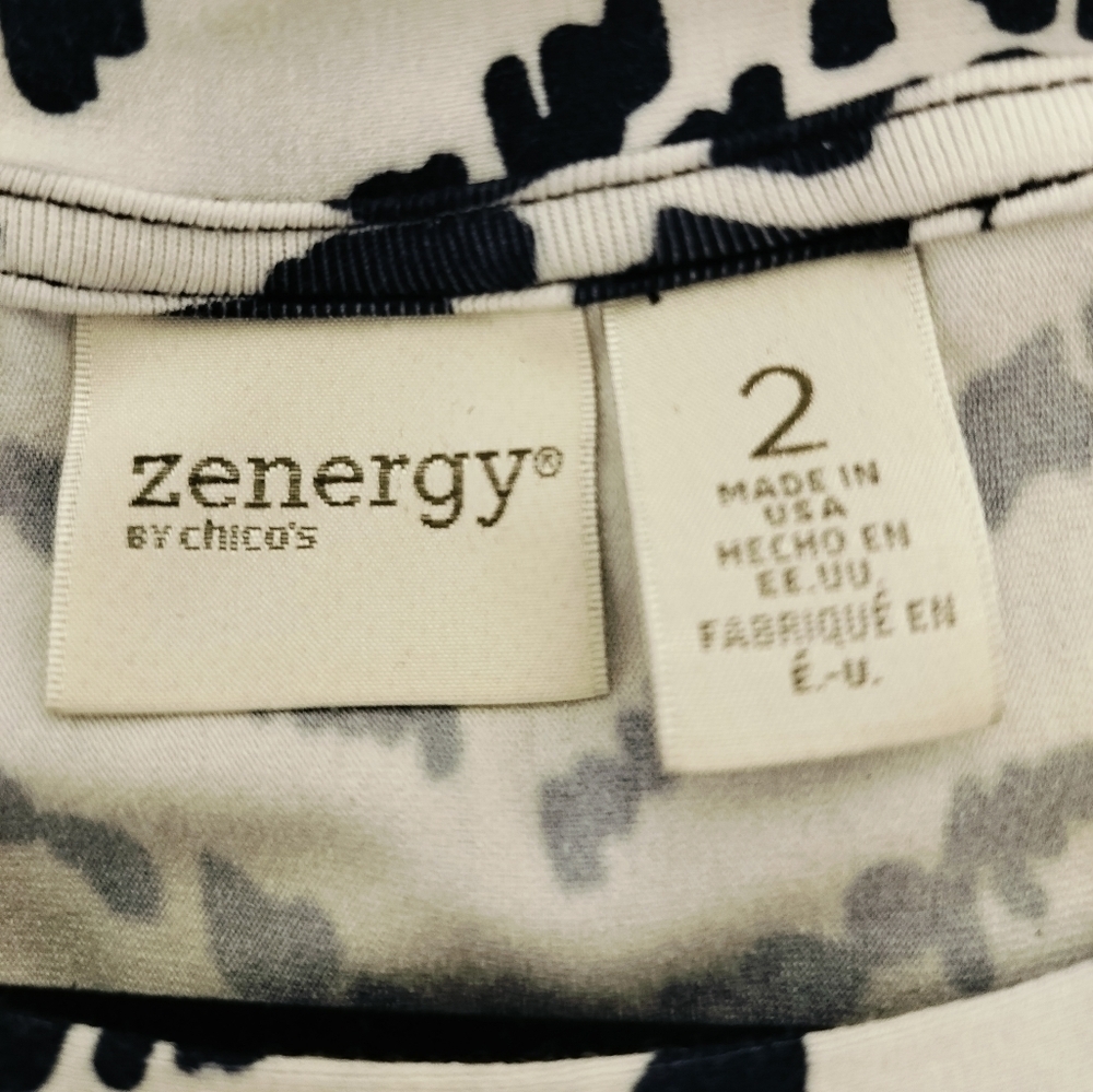 1114)Zenergy by Chico's Navy and White Knit Short Sleeve Pullover Dress Size 2/L - Picture 7 of 8